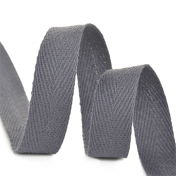 Тесьма киперная 10 мм хлопок 2,5г/см арт.TBY.CT10311 цв.F311 т.серый уп.50м