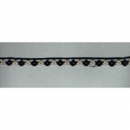 107649_Мерсеризованное хлопковое кружево, 13 мм, цвет черный с бежевым