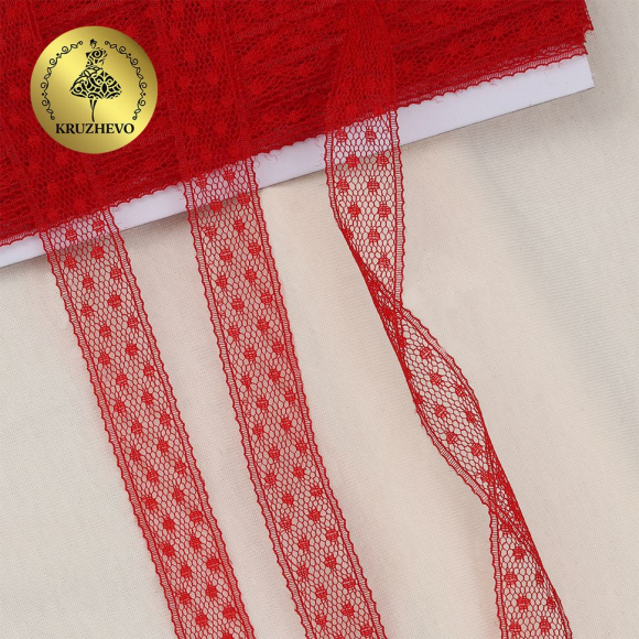 Кружево-трикотаж KRUZHEVO арт.TBY 1663 шир.20мм цв.03 красный, уп.27,4м Кружево-трикотаж KRUZHEVO арт.TBY 1663 шир.20мм цв.03 красный, уп.27,4м