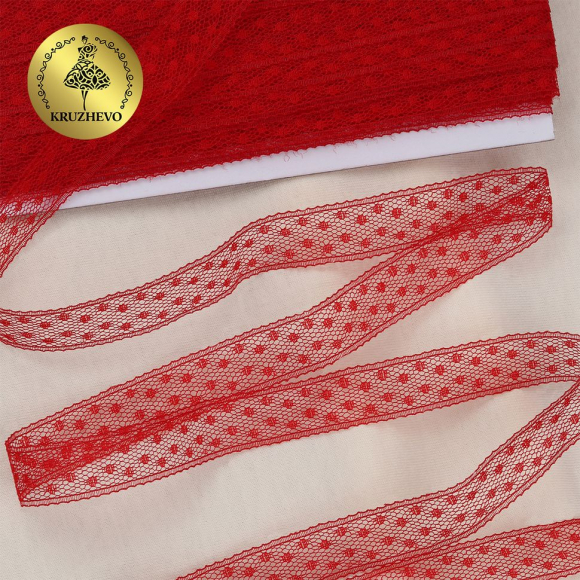 Кружево-трикотаж KRUZHEVO арт.TBY 1663 шир.20мм цв.03 красный, уп.27,4м Кружево-трикотаж KRUZHEVO арт.TBY 1663 шир.20мм цв.03 красный, уп.27,4м