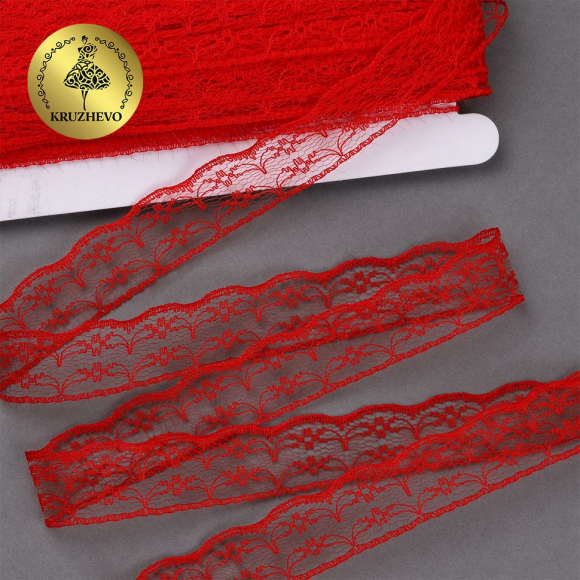 Кружево-трикотаж KRUZHEVO арт.TBY 1663 шир.20мм цв.03 красный, уп.27,4м Кружево-трикотаж KRUZHEVO арт.TBY 1663 шир.20мм цв.03 красный, уп.27,4м