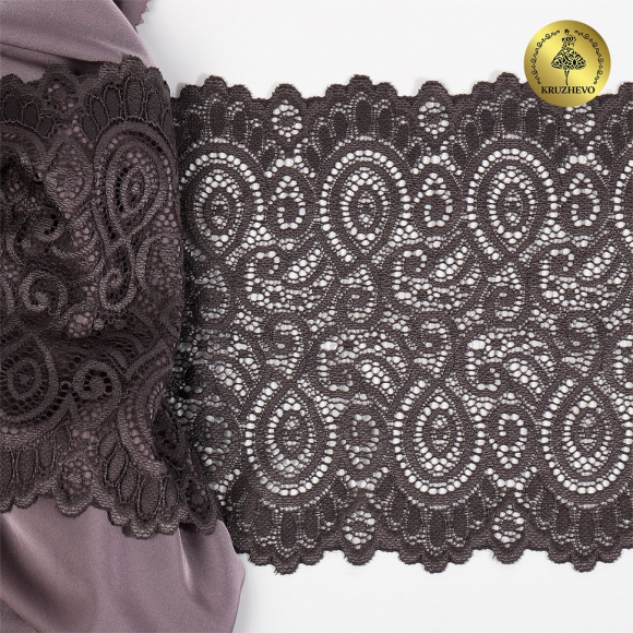 Кружево-стрейч KRUZHEVO арт.TBY.L1351 шир.180мм цв.3094 тауп уп.25м