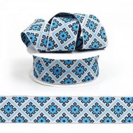 Лента (тесьма) жаккардовая арт.VB.35985B шир. 35мм цв.голубой уп.10м