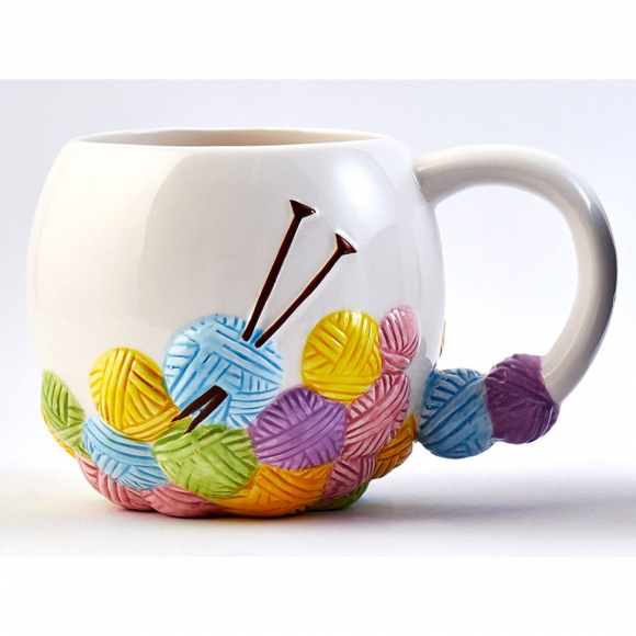 Кружка с ручкой и рисунком в виде клубков, 500 мл