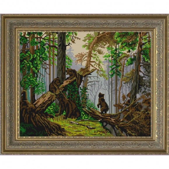 Рисунок на ткани (Бисер) КОНЁК арт. 9724 Утро в сосновом бору 45х60 см
