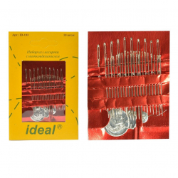 Иглы швейные ручные IDEAL арт.ID-193 набор АССОРТИ с нитковдевателем, уп.30 игл