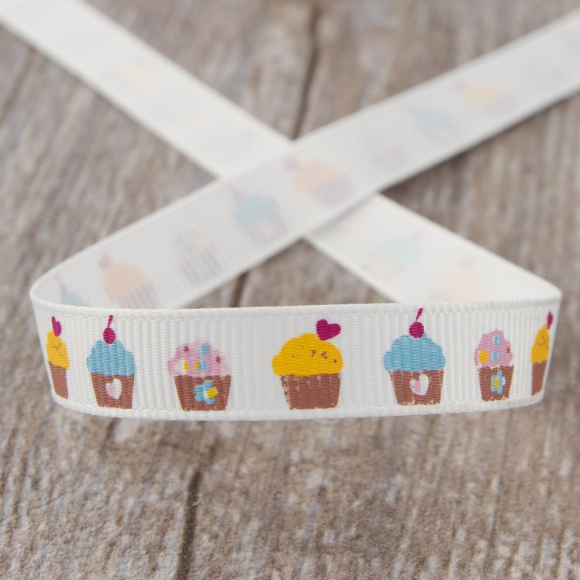 Лента репсовая на картонной мини-катушке "Кексы"