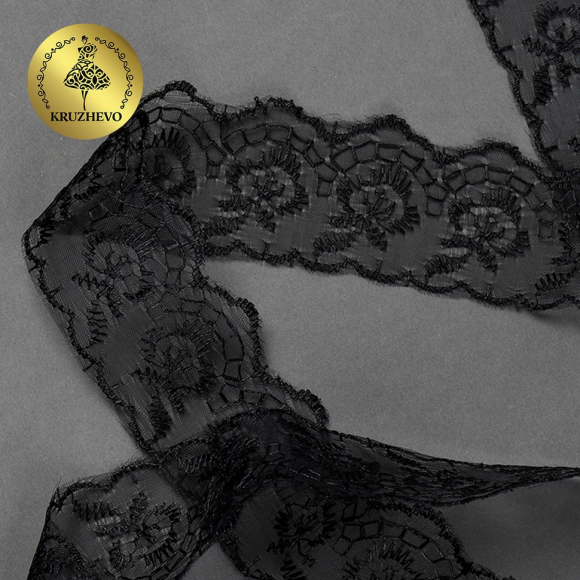 Кружево капрон KRUZHEVO арт.TBS.30010 шир.45мм цв.039 черный уп.9,14м