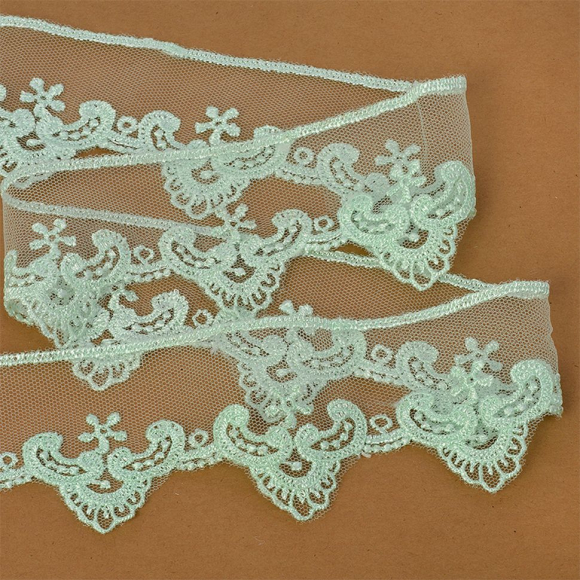 Кружево на жесткой сетке Exclusive арт.TBY 2L476F шир.52мм цв.G5415 мятный уп.13,71м