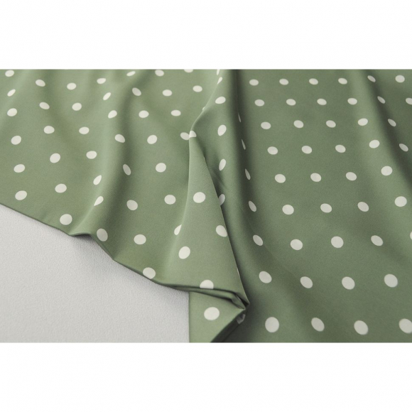 Ткань шелк Армани в горошек 90г/м? 97% ПЭ 3% Спандекс шир.150см арт.АШ2369.05 цв.05 фисташковый уп.5м