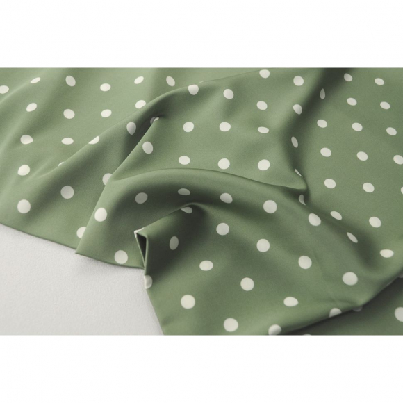 Ткань шелк Армани в горошек 90г/м? 97% ПЭ 3% Спандекс шир.150см арт.АШ2369.05 цв.05 фисташковый уп.5м