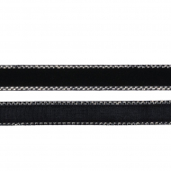 Лента бархатная арт.TBY.LB10SLV.01 нейлон шир.10мм цв.черный-серебро уп.30м