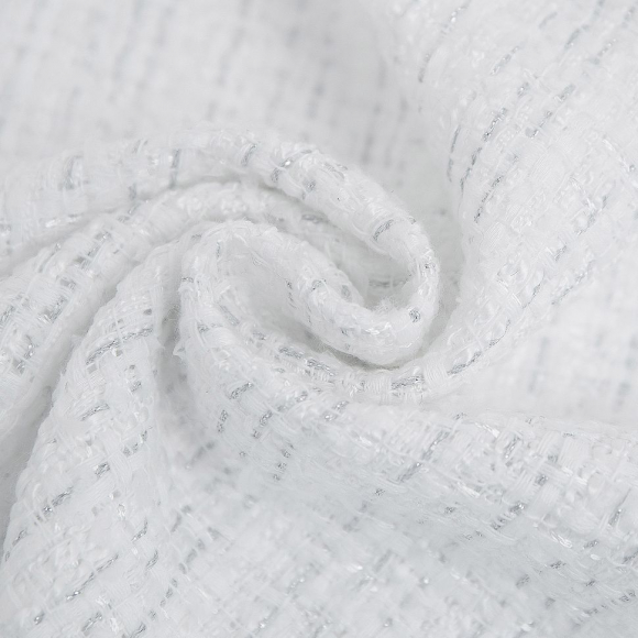 Ткань Твид Шанель 420 г кв.м 100% полиэстер шир.148 см арт.Р.35321.05 цв.05 белый уп.25м