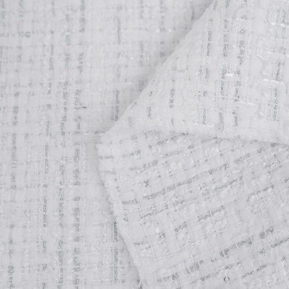 Ткань Твид Шанель 420 г кв.м 100% полиэстер шир.148 см арт.Р.35321.05 цв.05 белый уп.25м