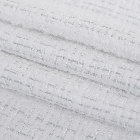 Ткань Твид Шанель 420 г кв.м 100% полиэстер шир.148 см арт.Р.35321.05 цв.05 белый уп.25м