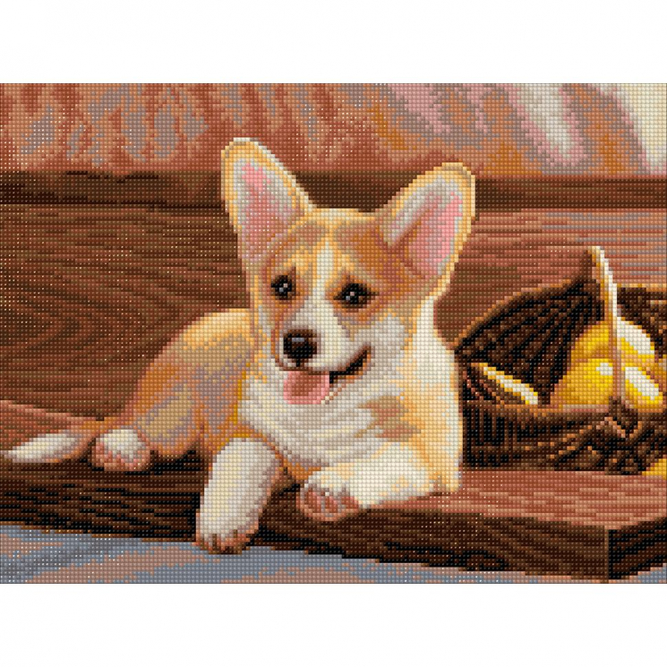 Кристальная мозаика на холсте ФРЕЯ арт.ALVA-03 Вельш-Корги 30х40 см