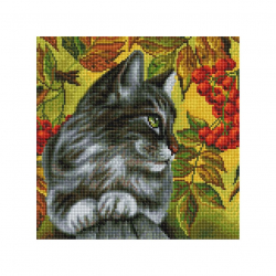 Набор Белоснежка для изготовления картин со стразами на подрамнике арт.БЛ.386-ST-S Отдых в ветках рябины 30х30 см