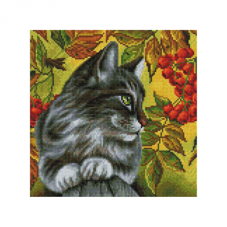 Набор Белоснежка для изготовления картин со стразами на подрамнике арт.БЛ.386-ST-S Отдых в ветках рябины 30х30 см