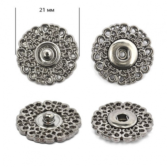 Кнопка пришивная декоративная TBY-BJ116 21мм цв. никель черный уп. 50шт