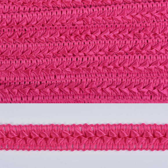 Тесьма TBY декоративная Самоса арт.52 (94) шир.18мм цв.фуксия 28 (F144) уп.18,28м