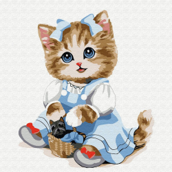 Картины по номерам Molly арт.KH0844 Кошечка с корзинкой 20х20 см