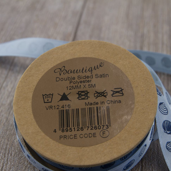 Лента репсовая на картонной мини-катушке "Ракушки"