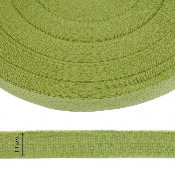 Тесьма киперная 13 мм хлопок 1,8г/см арт.12.2С-253К.13.015 цв.салатовый уп.50м