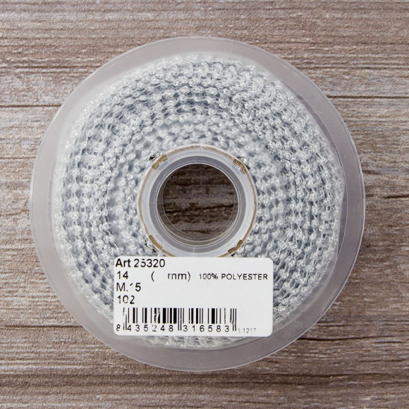 162329_Тесьма SPIRAL ( SAFISA) тип отделочная, арт.25320-14 мм, 15 м, цвет 102, серебряный