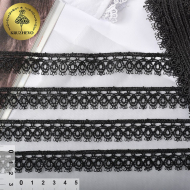 Кружево гипюр KRUZHEVO арт.TR.8GB0240 шир.20мм цв.02 черный, уп.9м
