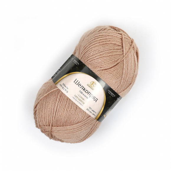 Пряжа для вязания КАМТ Шелкопряд (70% п/т шерсть, 30% искусственный шелк) 5х100г/300 цв.006 св.бежевый