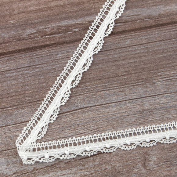 Мерсеризованное хлопковое кружево, 15 мм, белый Мерсеризованное хлопковое кружево, 15 мм, белый