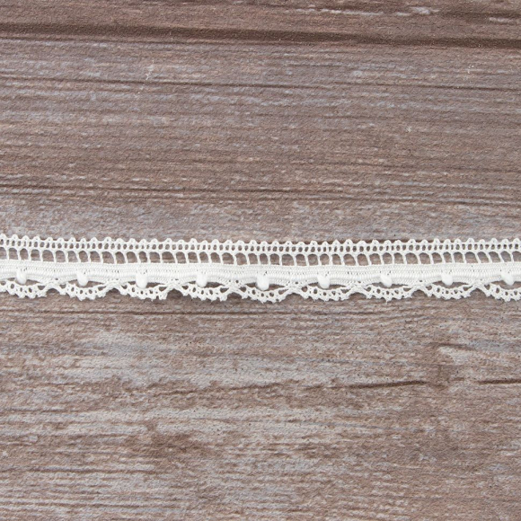 Мерсеризованное хлопковое кружево, 15 мм, белый Мерсеризованное хлопковое кружево, 15 мм, белый