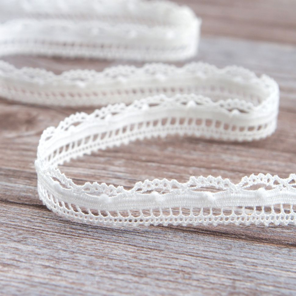 Мерсеризованное хлопковое кружево, 15 мм, белый Мерсеризованное хлопковое кружево, 15 мм, белый