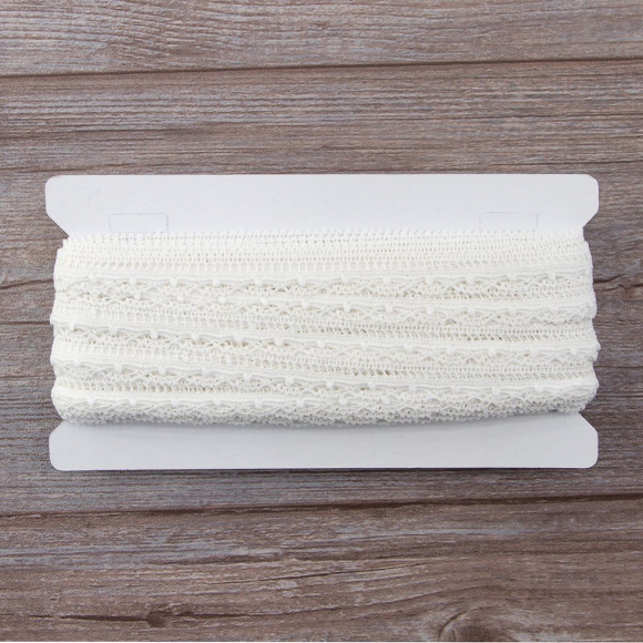 Мерсеризованное хлопковое кружево, 15 мм, белый Мерсеризованное хлопковое кружево, 15 мм, белый