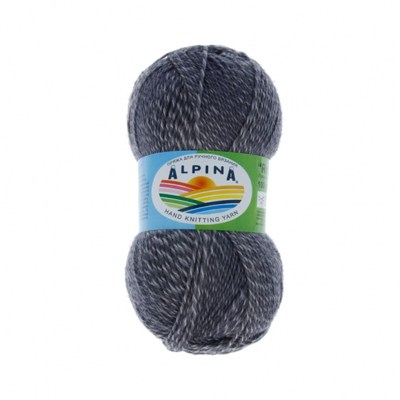 Пряжа ALPINA ROMANTIC (100% шерсть) 5х100г/300м цв.15 белый-т.серый Пряжа ALPINA ROMANTIC (100% шерсть) 5х100г/300м цв.15 белый-т.серый