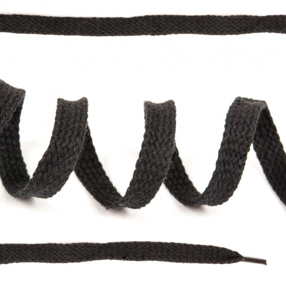 Шнурки плоские 10мм классическое плетение х/б дл.150см цв.032 чёрный (10 комп)