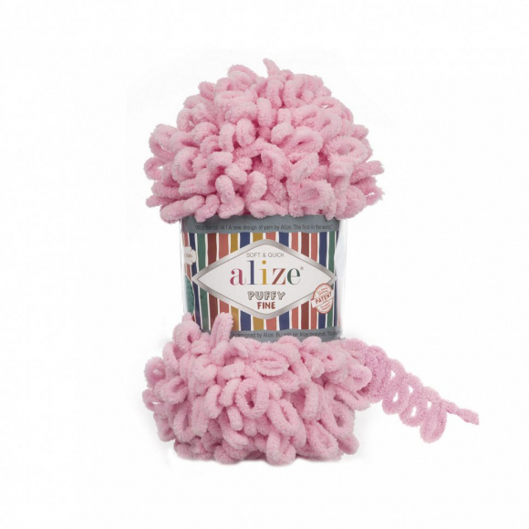 Пряжа для вязания Ализе Puffy Fine (100% микрополиэстер) 5х100г/14м цв.638 розовый