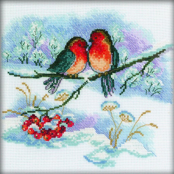 Набор для вышивания РТО арт.C110 Пара снегирей 18х18 см