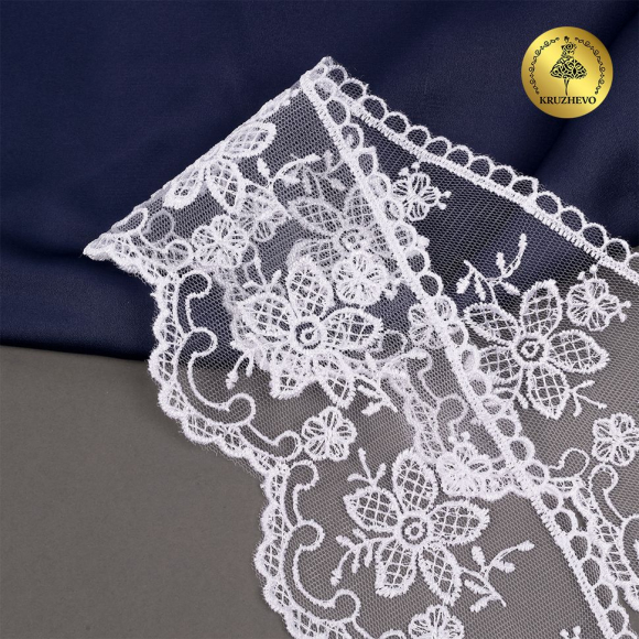 Кружево на сетке KRUZHEVO арт.TBY.40480 шир.75мм цв.01 белый уп.13,7м