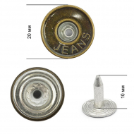 Пуговицы джинсовые сталь 20мм CY 1228 New Star цв. антик уп. 1000шт