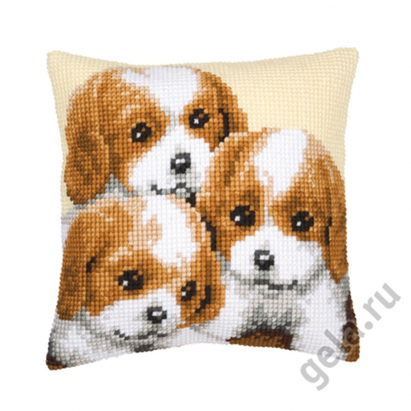 Набор для вышивания VERVACO арт.PN-0008507 Подушка Три щенка 40х40 см