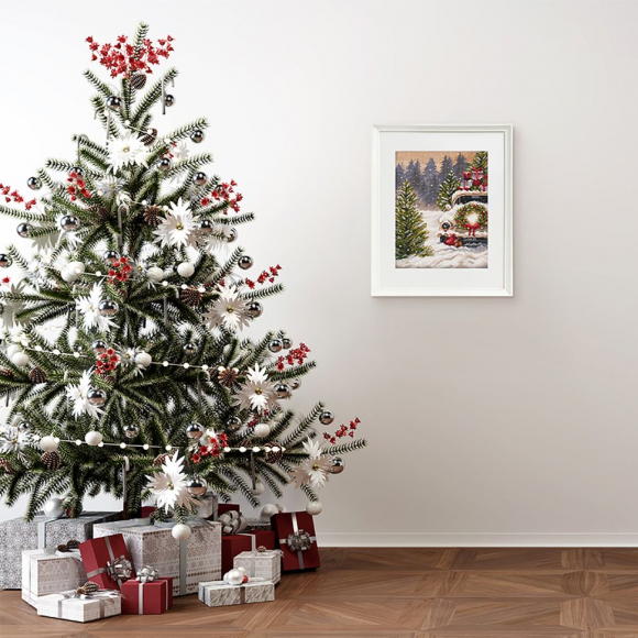 Набор для вышивания PANNA арт. M-7350 Новогодняя машина 19х25 см