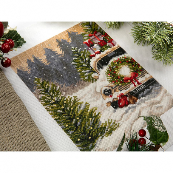 Набор для вышивания PANNA арт. M-7350 Новогодняя машина 19х25 см