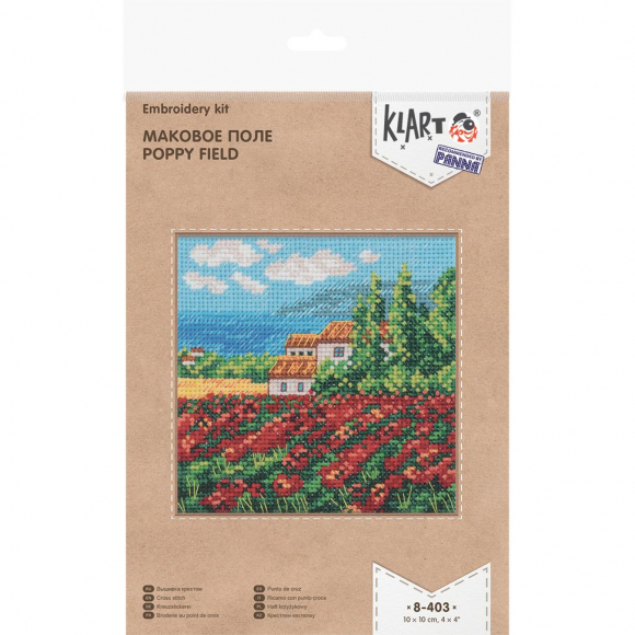 Набор для вышивания KLART арт. 8-403 Маковое поле 10х10 см