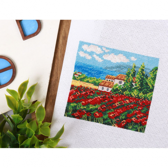 Набор для вышивания KLART арт. 8-403 Маковое поле 10х10 см