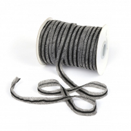 Лента нитепрошивная клеевая по косой с сутажом по центру 12мм цв.серый арт.LNK-12C рул.100м