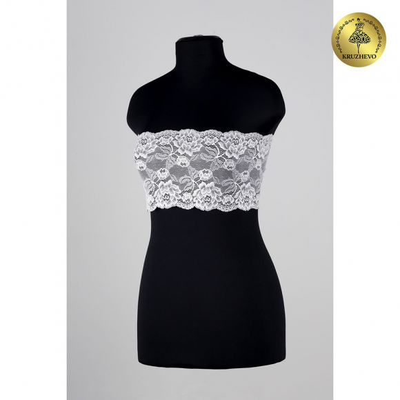 Кружево-стрейч KRUZHEVO арт.TBY.L838 шир.180мм цв.01 белый уп.25м