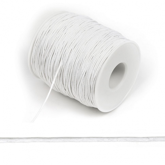 Шнур вощеный 1мм, 100% хлопок цв. 101 белый уп.100м