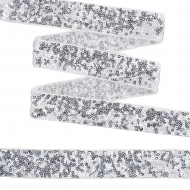 Тесьма с пайетками TBY на сетке арт. TDF03022 шир.30мм цв.белый+серебро уп.13,7м