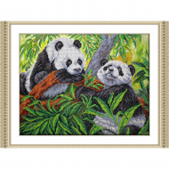 Набор для вышивания бисером ПАУТИНКА арт.Б-1467 Панды 38х28 см